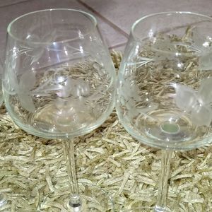 6 Crystal Wine Glasses